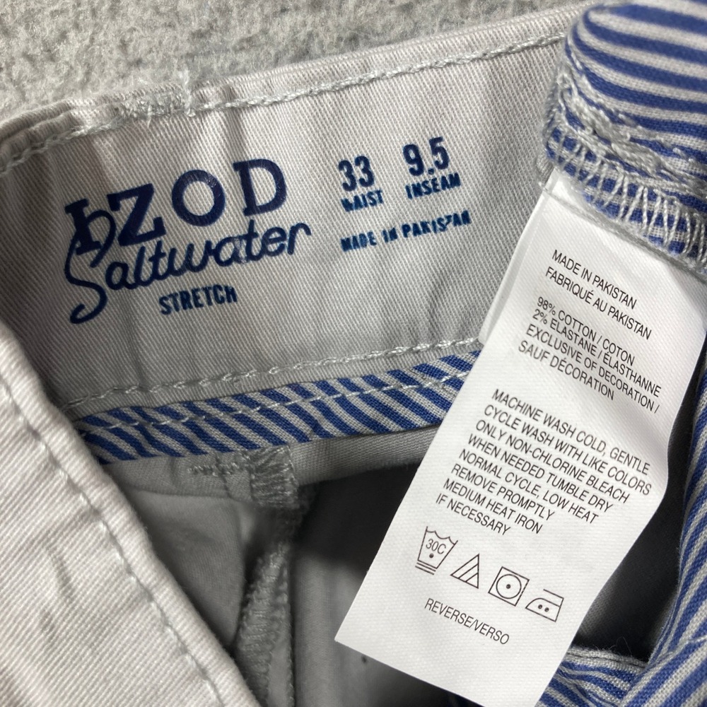 IZOD Saltwater Dockside Shorts Mens 33 NEW Beige Stretch Classic Fit Chino - Picture 9 of 10